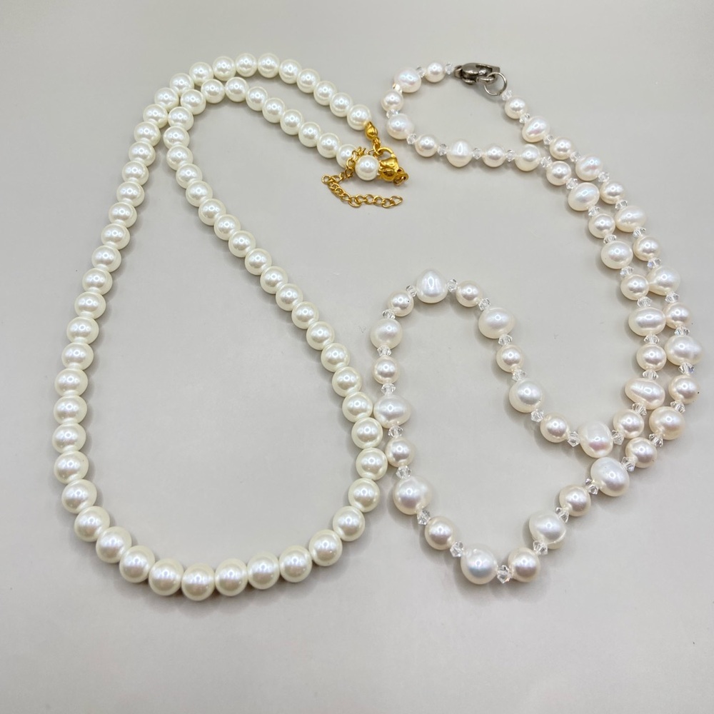 Set of 2 Faux Pearl Necklaces